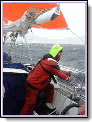 Balance your boat with storm sails in rough sailing weather.